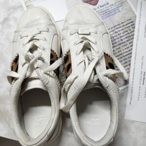 UGG White Sneakers with Tan Accents